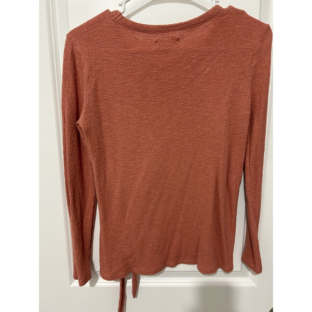 Madewell‎ Textured Long Sleeve Tie Waist Top Rust Orange XS - Picture 2 of 5